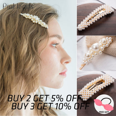 Pearl Metal Crystal  Hair Clip