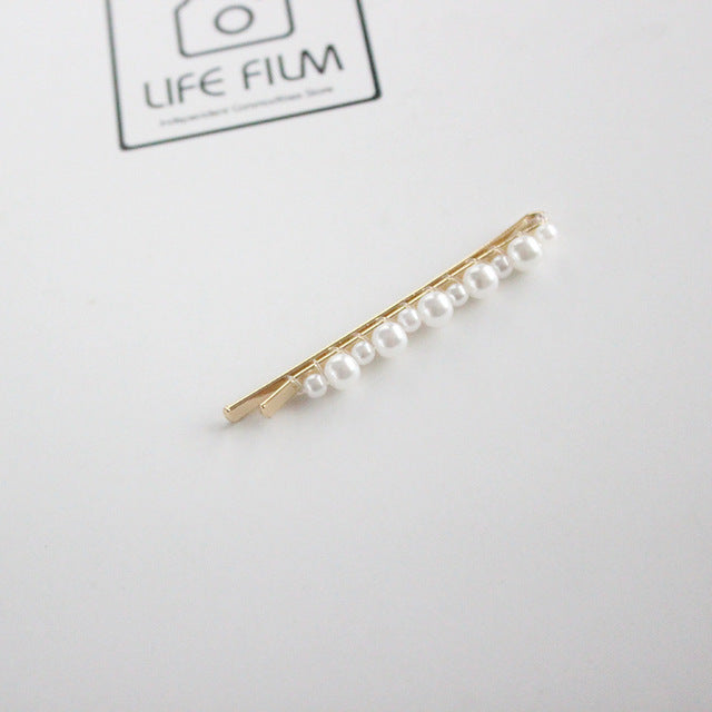 Pearl Metal Crystal  Hair Clip