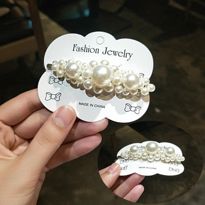 Pearl Metal Crystal  Hair Clip