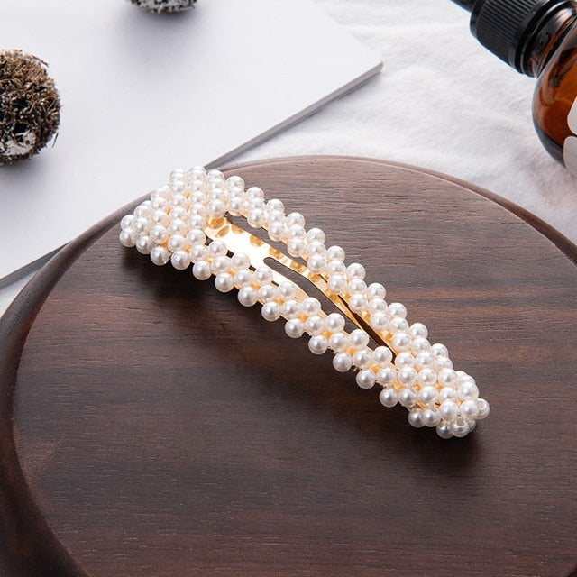Pearl Metal Crystal  Hair Clip