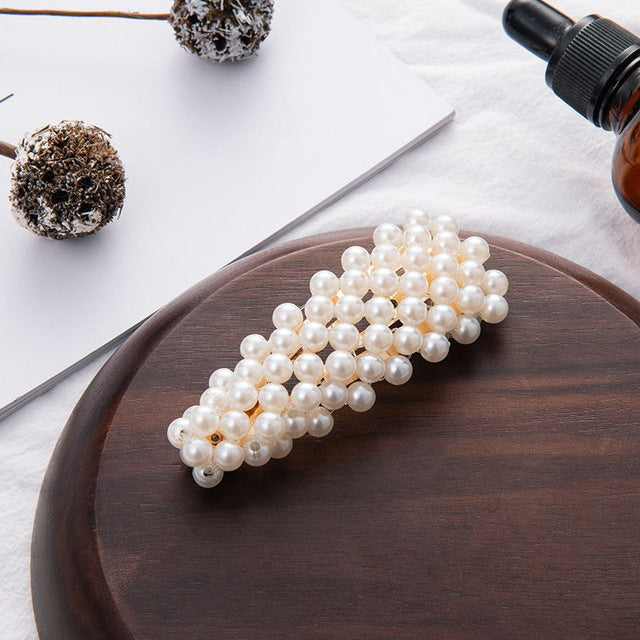 Pearl Metal Crystal  Hair Clip