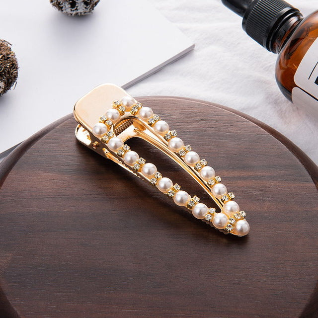 Pearl Metal Crystal  Hair Clip