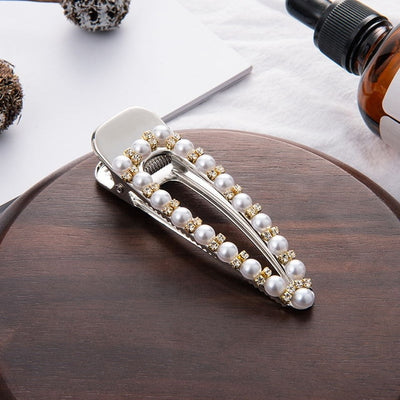 Pearl Metal Crystal  Hair Clip